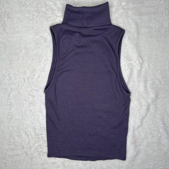 Zara Purple Ribbed Turtleneck Cropped Tank Top - Picture 7 of 7